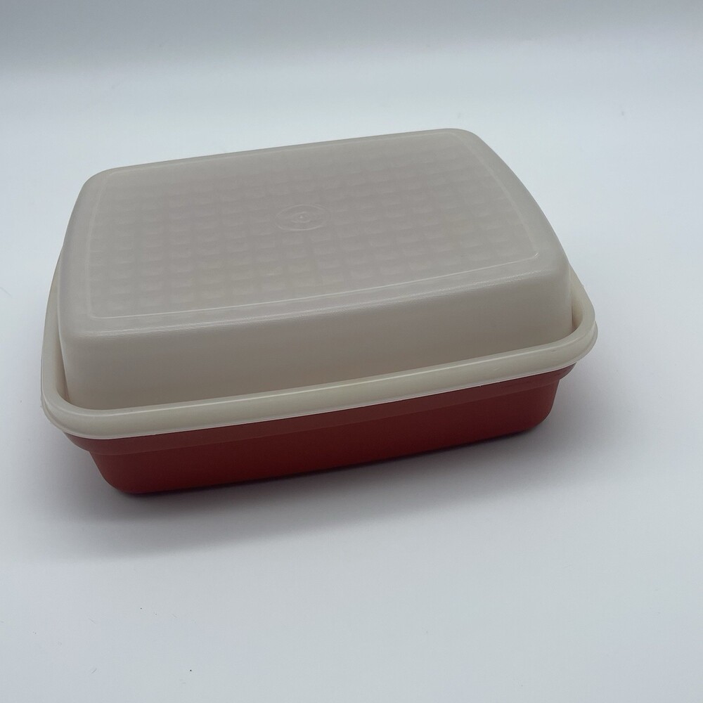 Vintage Tupperware Junior Waffle-Bottom Marinating Container 1518-1 Paprika